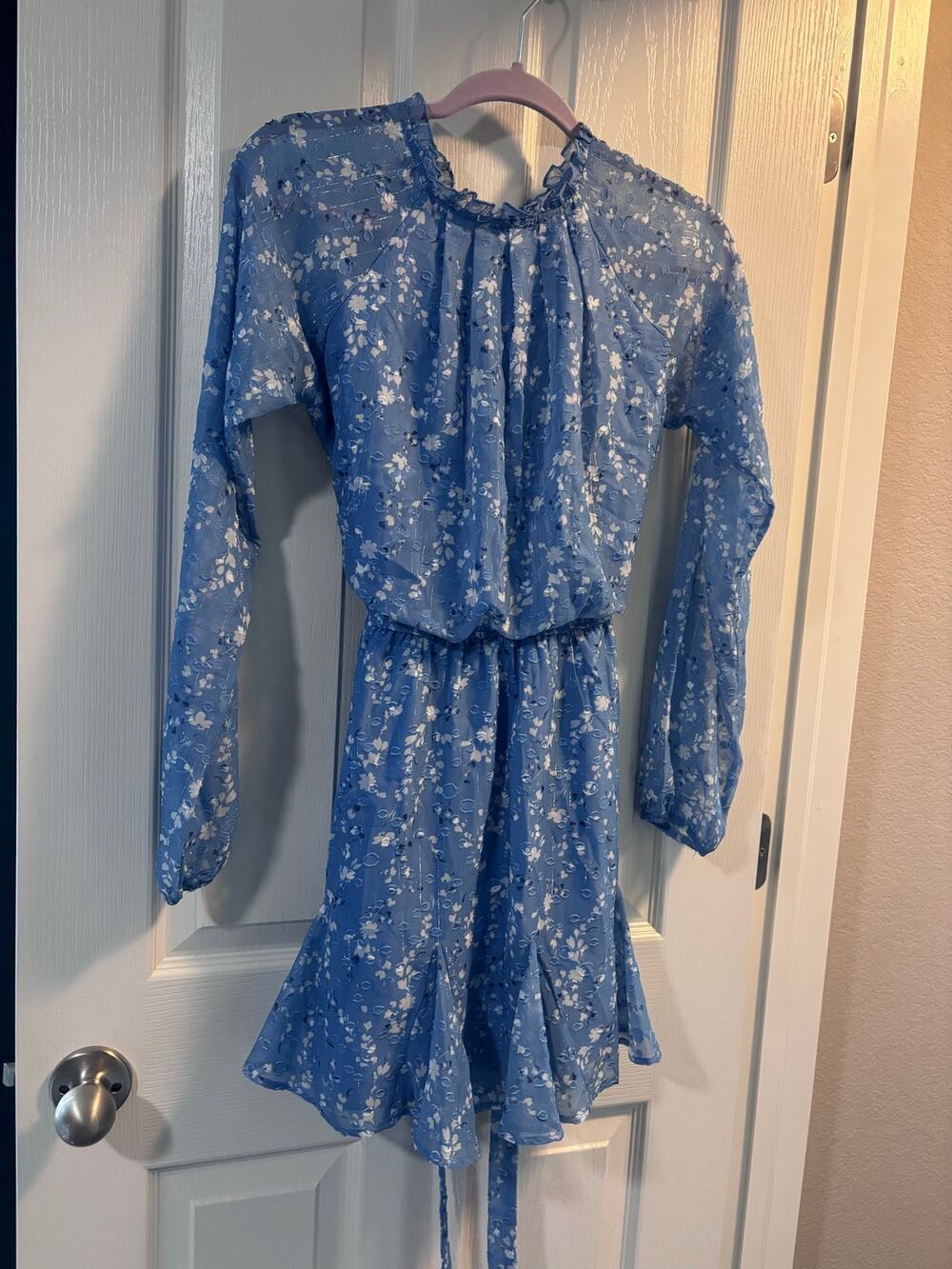 Blue floral long sleeve dress